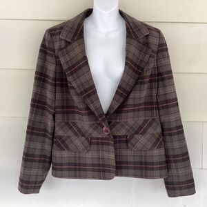 Tribal dark green plaid jacket blazer size 14.  0318